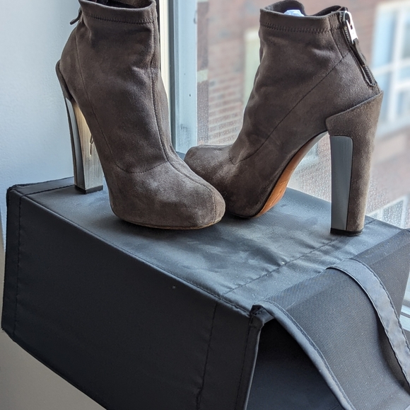 Brian Atwood 5" Platform Suede Booties - Picture 5 of 6